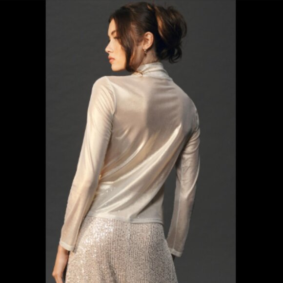 Brand New By Anthropologie Mesh Turtleneck Top - Picture 3 of 7